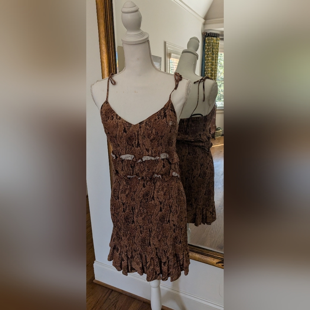 Express Brown Textured Mini Dress - Picture 2 of 6